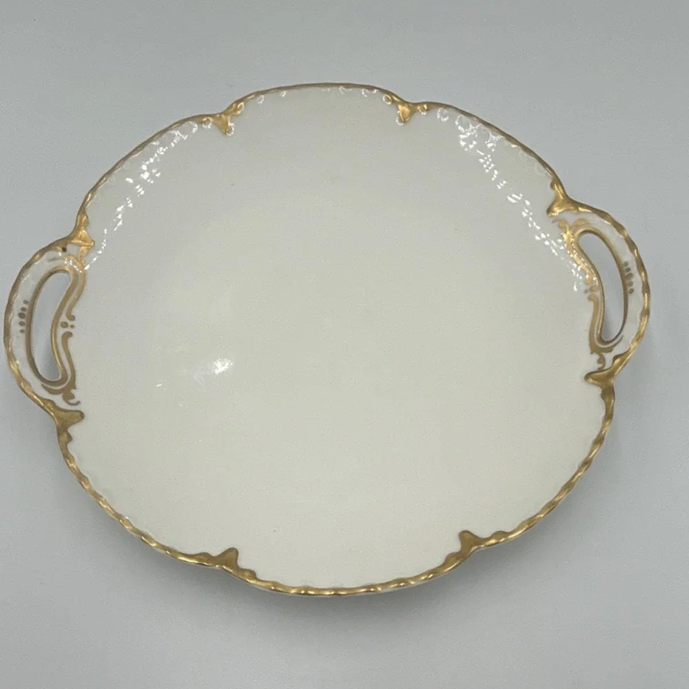 Haviland Limoges Porcelain Decorative Plate Gold Trim Round White